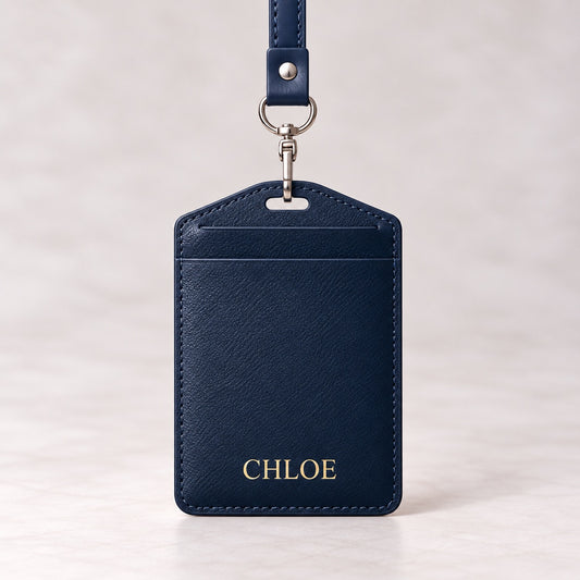 Personalised Leather Lanyard & ID Card Holder