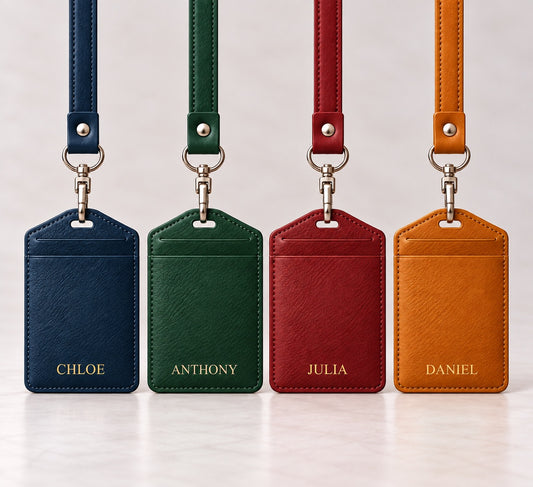 Personalised Leather Lanyard & ID Card Holder