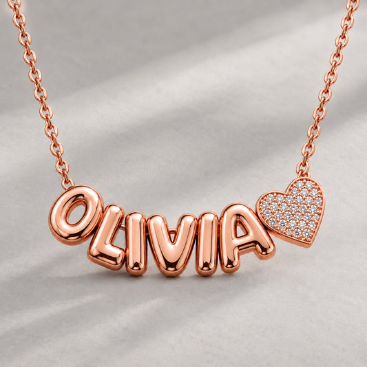 18k Bubble Name Necklace